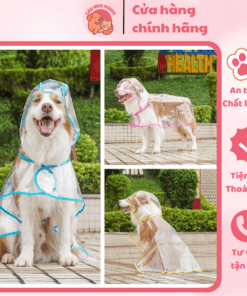Áo Mưa Trong Suốt Cho Chó, Chống Thấm Nước, Có Dây Buộc, Phù Hợp Chó