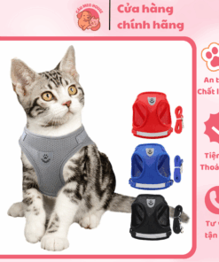 Dây Xích Vest Cho Chó Mèo Nhỏ, Phản Quang, Thoáng Mát, Dễ Đeo