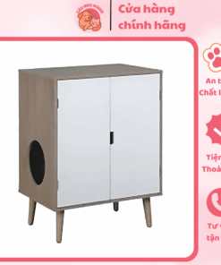 Nhà Cho Chó Mèo GAPI PET Màu Gỗ Phối Trắng, Thiết Kế Hiện Đại, Bền Bỉ